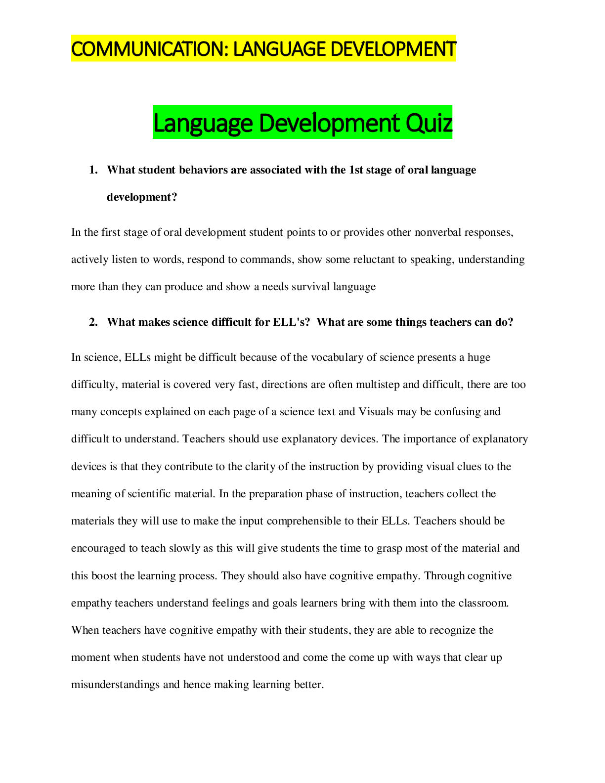 Preview image for COMMUNICATION: LANGUAGE DEVELOPMENT